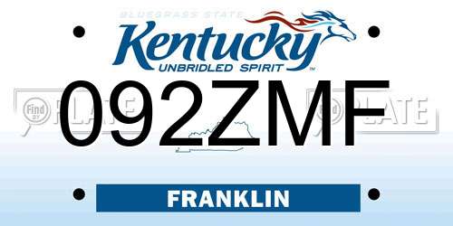 092ZMF Kentucky License Plate