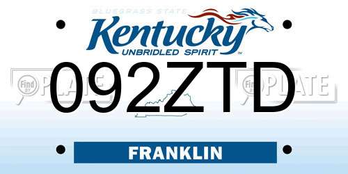 092ZTD Kentucky License Plate