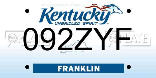 092ZYF Kentucky License Plate