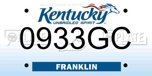 0933GC Kentucky License Plate