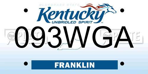 093WGA Kentucky License Plate