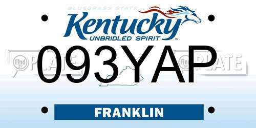 093YAP Kentucky License Plate
