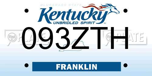 093ZTH Kentucky License Plate