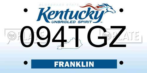 094TGZ Kentucky License Plate