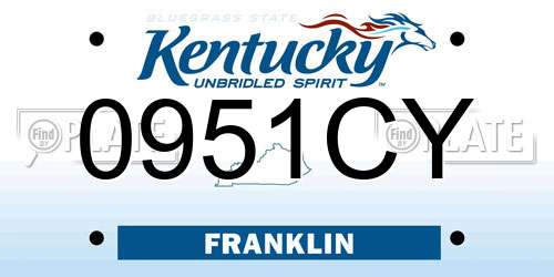 0951CY Kentucky License Plate