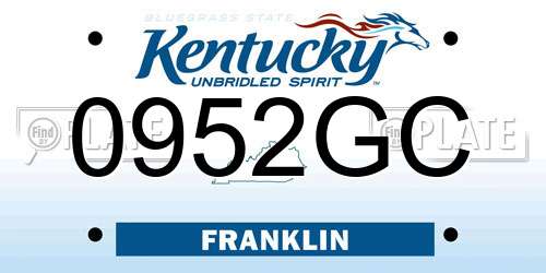 0952GC Kentucky License Plate