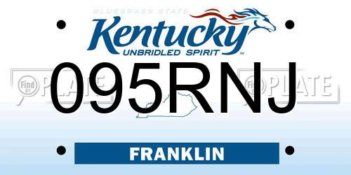 095RNJ Kentucky License Plate