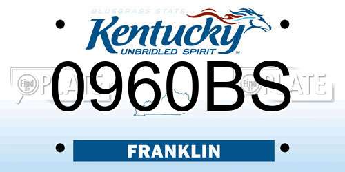 0960BS Kentucky License Plate