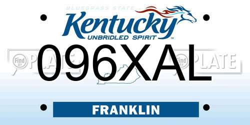 096XAL Kentucky License Plate