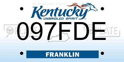 097FDE Kentucky License Plate