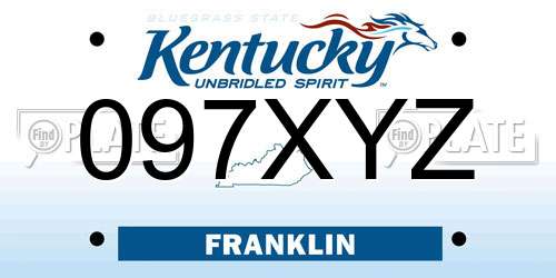 097XYZ Kentucky License Plate
