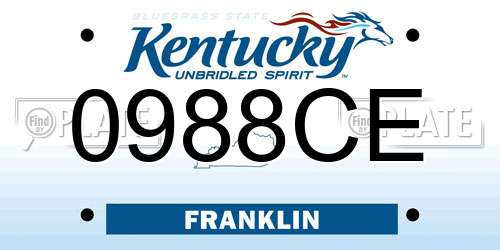 0988CE Kentucky License Plate