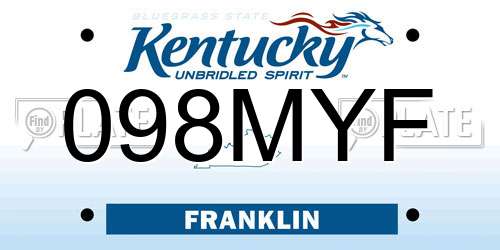 098MYF Kentucky License Plate