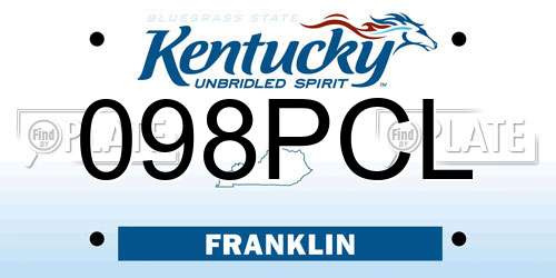098PCL Kentucky License Plate