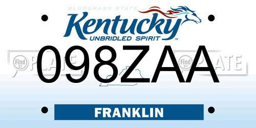 098ZAA Kentucky License Plate