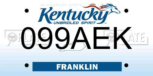 099AEK Kentucky License Plate