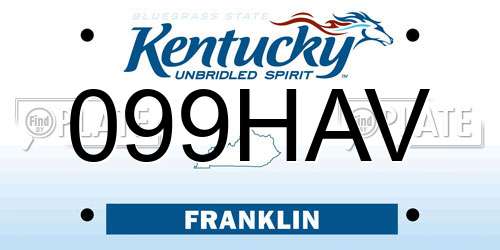 099HAV Kentucky License Plate