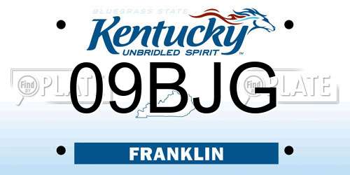 09BJG Kentucky License Plate