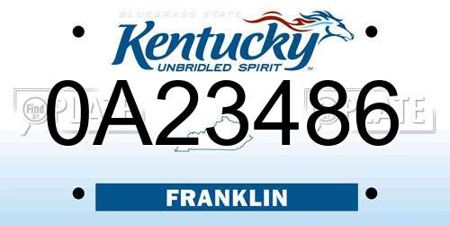 0A23486 Kentucky License Plate
