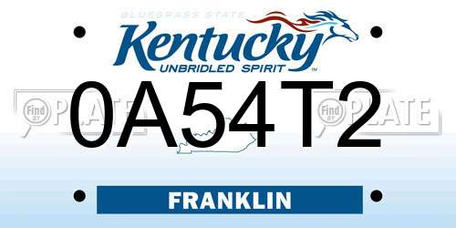 0A54T2 Kentucky License Plate