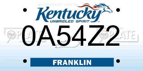 0A54Z2 Kentucky License Plate