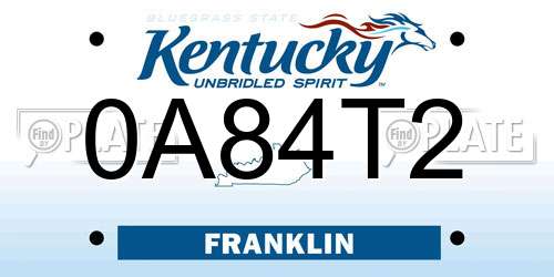 0A84T2 Kentucky License Plate