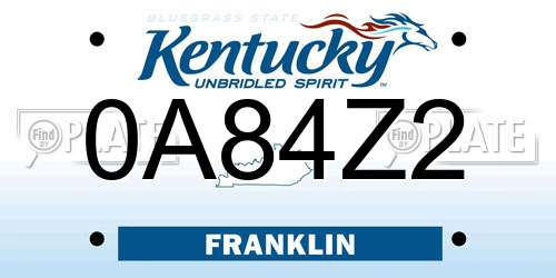 0A84Z2 Kentucky License Plate