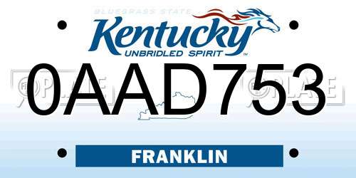 0AAD753 Kentucky License Plate