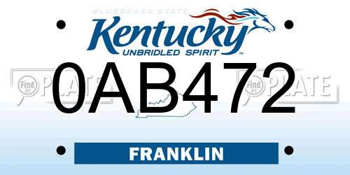 0AB472 Kentucky License Plate