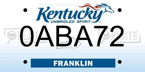 0ABA72 Kentucky License Plate