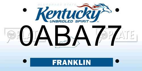 0ABA77 Kentucky License Plate