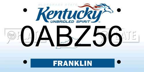 0ABZ56 Kentucky License Plate