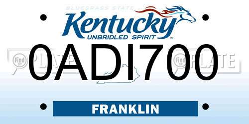 0ADI700 Kentucky License Plate