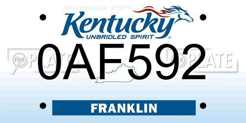 0AF592 Kentucky License Plate