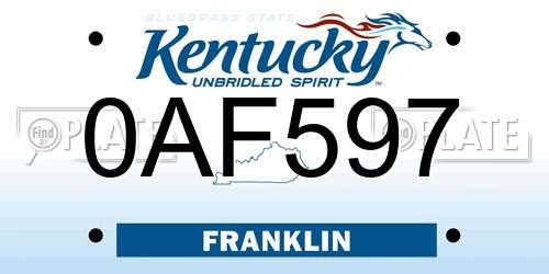 0AF597 Kentucky License Plate