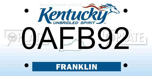 0AFB92 Kentucky License Plate