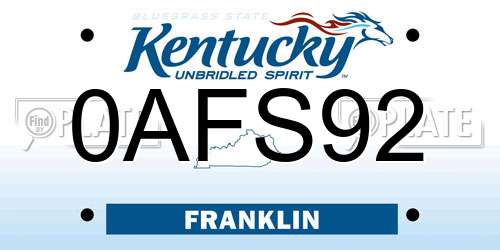 0AFS92 Kentucky License Plate