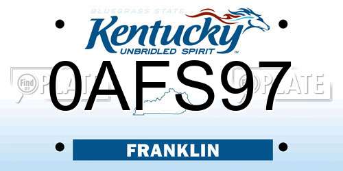 0AFS97 Kentucky License Plate