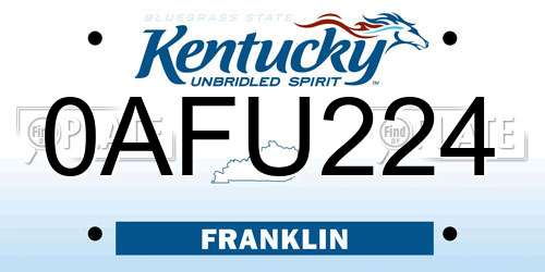 0AFU224 Kentucky License Plate