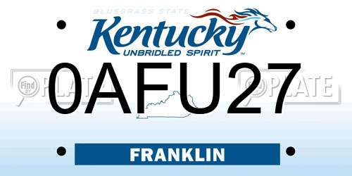 0AFU27 Kentucky License Plate