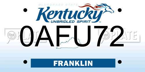 0AFU72 Kentucky License Plate