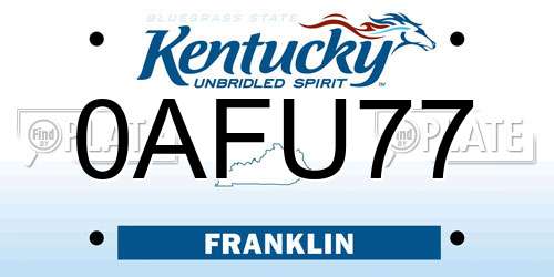 0AFU77 Kentucky License Plate
