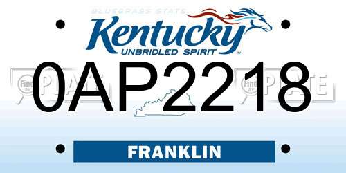 0AP2218 Kentucky License Plate