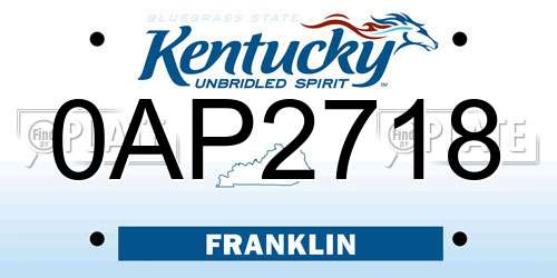 0AP2718 Kentucky License Plate