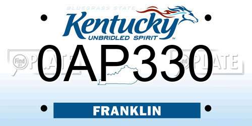 0AP330 Kentucky License Plate