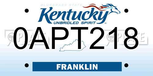 0APT218 Kentucky License Plate