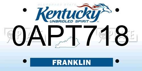 0APT718 Kentucky License Plate