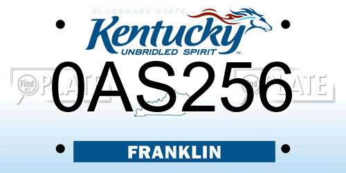 0AS256 Kentucky License Plate