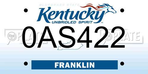 0AS422 Kentucky License Plate