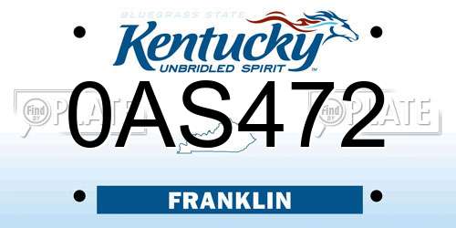 0AS472 Kentucky License Plate